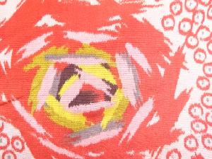 アンティーク　抽象薔薇模様織り出し銘仙着物